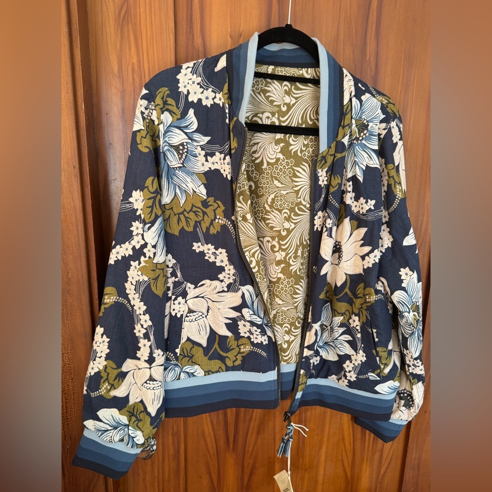 Faherty Blue and Green Bomber Jacket